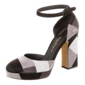 Salvatore Ferragamo Suede Colorblock D'Orsay Pumps, 40